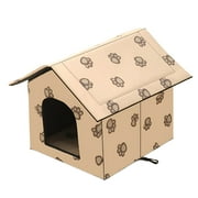 BESTSKY Cat House,Outdoor Shelter Heated Cat Houses for Outdoor Cats,Keeps Pets Safe From Wind and Rain Heated Outdoor Cat House,Beige,40*38*35cm