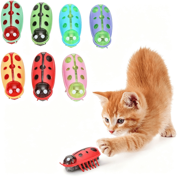 BESTSKY Cat Interactive Toys,7Pcs Mini Cute Cat Playing Toy Electric Funny Interactive Toy with Battery for Cats Kitten Training Playing Chewing Robotic Cat Toy