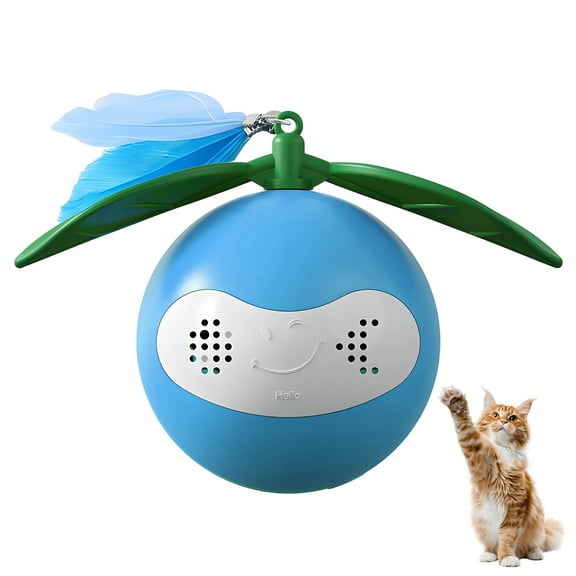 BESTSKY Cat Laser Toy with Automatic Moving Design, lazer pointer for cat featuring Built-In Laser, Feathers, Leaves & Breathing Light for Fun Interactive Play, for Cat-Owning Families, Blue