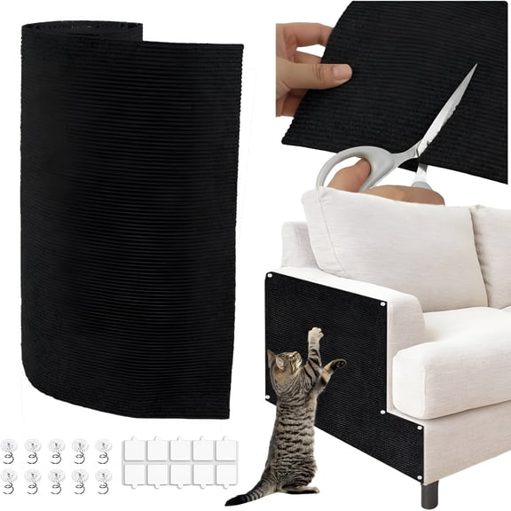 BESTSKY Cat Scratch Couch Furniture Protector, Trimmable Self Adhesive Cat Scratch Carpet, DIY Climbing Cats Scratch Mat for Covering Cat Scratching Post and Wall & Door Protector from Cat Claws