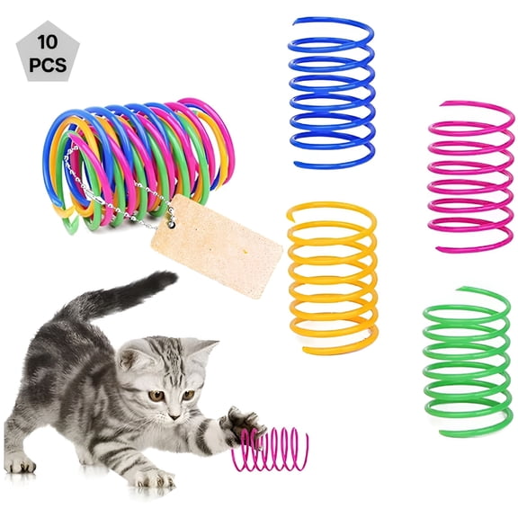 BESTSKY Cat Spiral Spring, 10 Pcs Cat Creative Toy to Kill Time and Keep Fit Interactive Cat Toy Durable Heavy Plastic Spring Colorful Springs Cat Toy