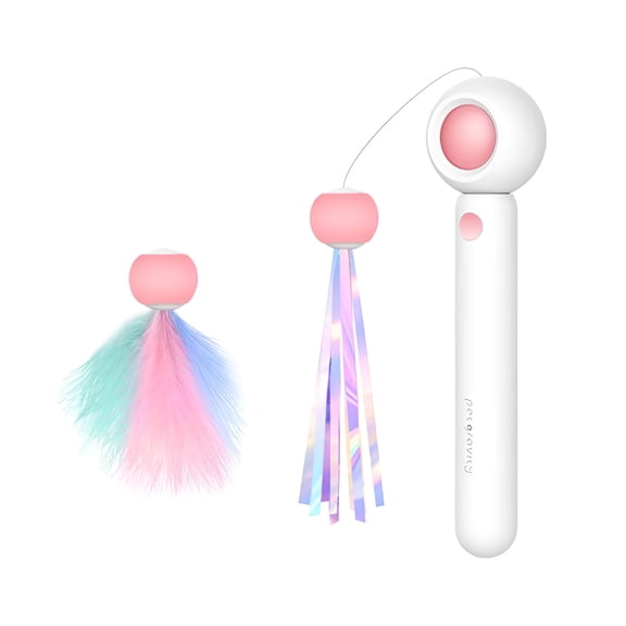 BESTSKY Cat Stick Creative Pet Interactive Supplies Laser Indoor Kitten Toy Automatic Safe with Plush Feather Funny Cat Laser Toy