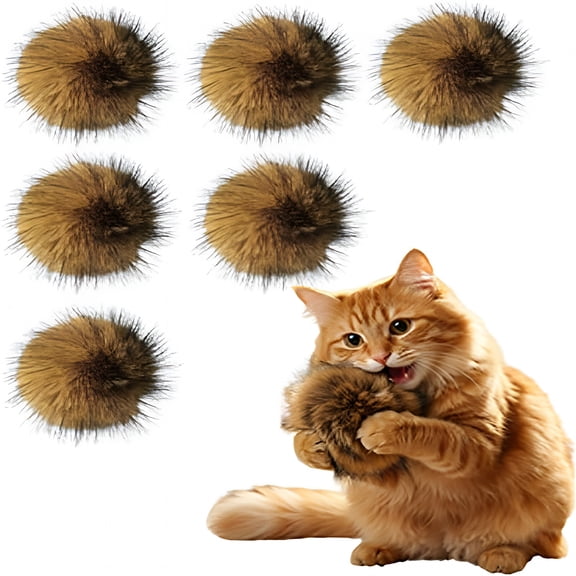 BESTSKY Cat Toy Faux Rabbit Fur Ball,Soft Rabbit Fur Catnip Balls,Fluffy Catnip Toy for Indoor Cats,Washable&Fun to for Exercise and Bonding(Ball/6Pcs)