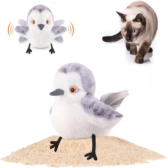 BESTSKY Cat Toys Flapping Bird (No Flying), Lifelike Sandpiper Chirp Tweet, Rechargeable Touch Activated Kitten Toy Interactive Cat Exercise Toys for All Breeds Cat Kicker Catnip Toys
