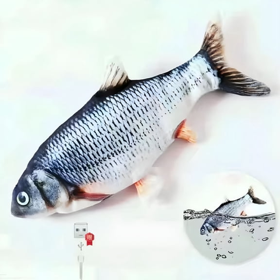 BESTSKY Cat Toys Flopping Fish with Catnip,Moving Kitten Kicker,Floppy Wiggle Carp for Small Dogs,Interactive Motion Kitty Exercise,10.5 Inches