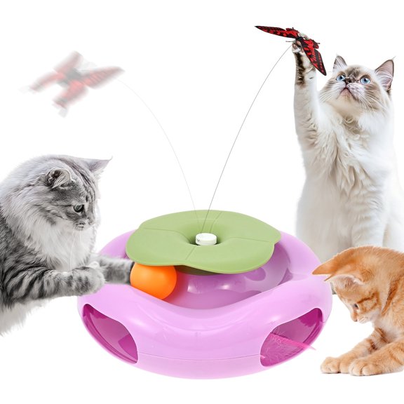 BESTSKY Cat Toys Interactive for Indoor Rechargeable Automatic Rotating Feather Wand Toy Tumbler Design Electric Fun Tracker Exercise Gift Stimulate to and Hunting for Bored Cats Kitten