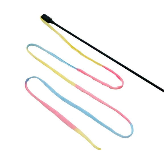 BESTSKY Cat Wand Toy Bite Resistant Ribbon/Cloth Strip Long Pole Funny Interactive Bright Color Stress Relief Kitten Teaser Toy Pet Supplies