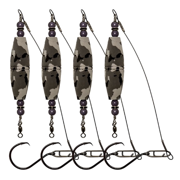 BESTSKY Catch More Catfish with 4pc 32.5 inch Float Rig Fishing Bobbers Barbed Hook Gray