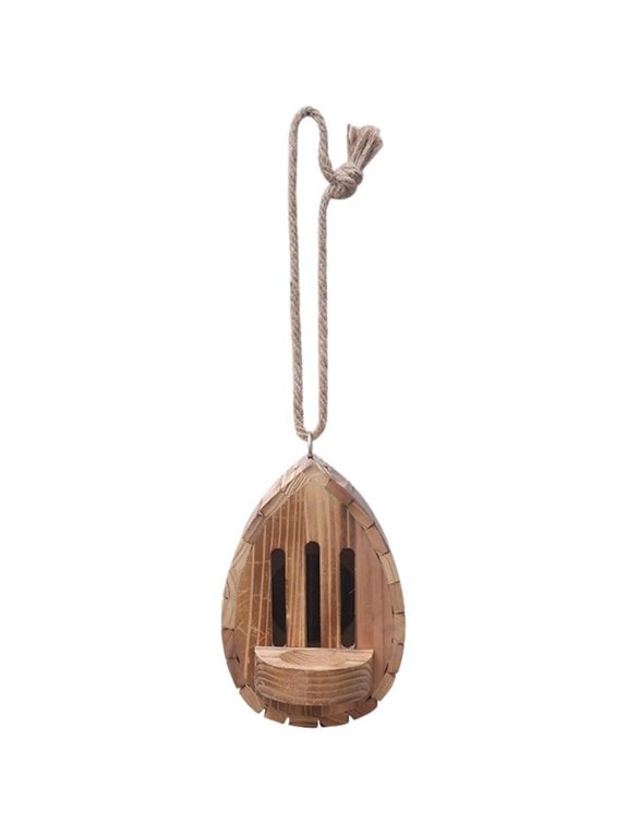 Caterpillar Habitat, Wooden Butterfly House & Feeder for Outside, Hanging Butterfly Shelter for Moths Lacewings and Garden Pollinators, Teardrop Nesting Box Decor with Rope