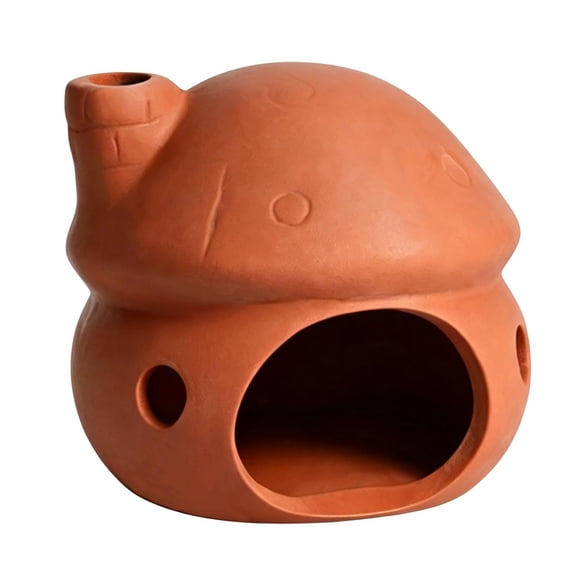 BESTSKY Ceramic Small Mushroom House Aquarium Decor Pleco Betta Breeding Cave | No-Paint Betta Cave & Toad House, Hide & Shrimp Hideout, Come with Betta Leaf Pad for Freshwater/Saltwater Tank
