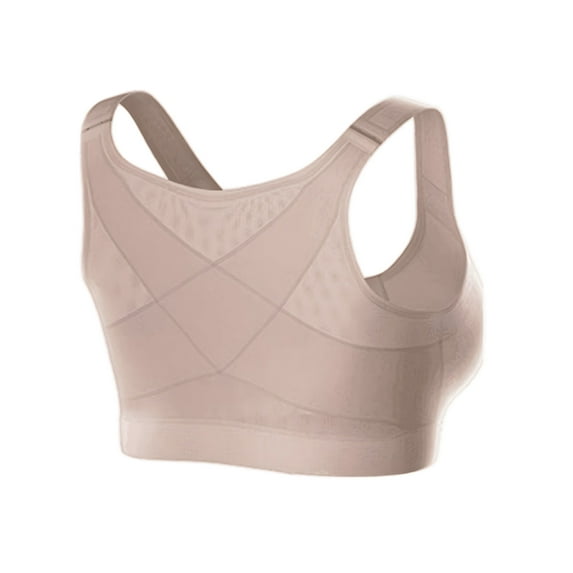 BESTSKY Chest Brace Up for Women,Adjustable Back Design Back Women Belt Support,Breathable Fabric Enhanced Comfort Tommie Copper Posture Bra,M,Beige