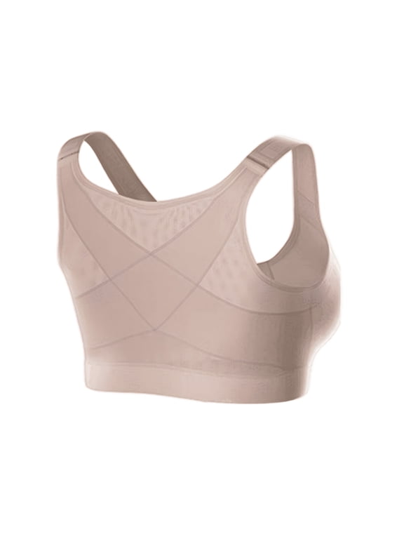 BESTSKY Chest Brace Up for Women,Adjustable Back Design Back Women Belt Support,Breathable Fabric Enhanced Comfort Tommie Copper Posture Bra,M,Beige