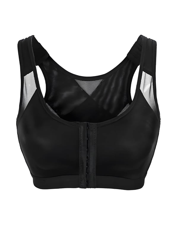 BESTSKY Chest Brace Up for Women,X-Back Design Padded Bralette,Posture Correction Spine Support Women Sports Bra,L,Black