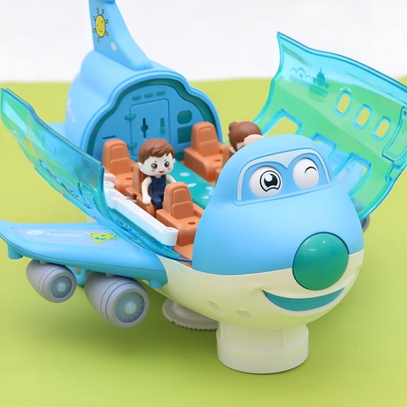 BESTSKY Children's Electric Airplane Toy Universal Wheel Luminous Airplane Model Passenger Aircraft Toy Car Set Suitable For Children's Toys