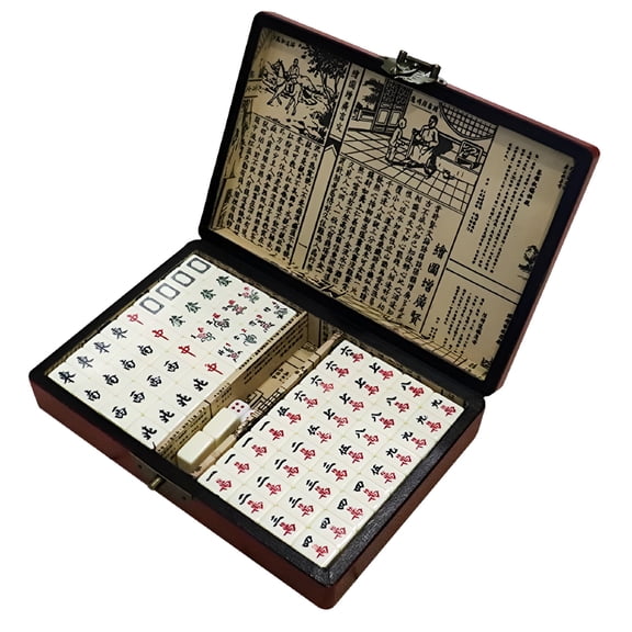 BESTSKY Chinese Numbered Mahjong Set 144 Tiles Portable Mahjong Set with Box