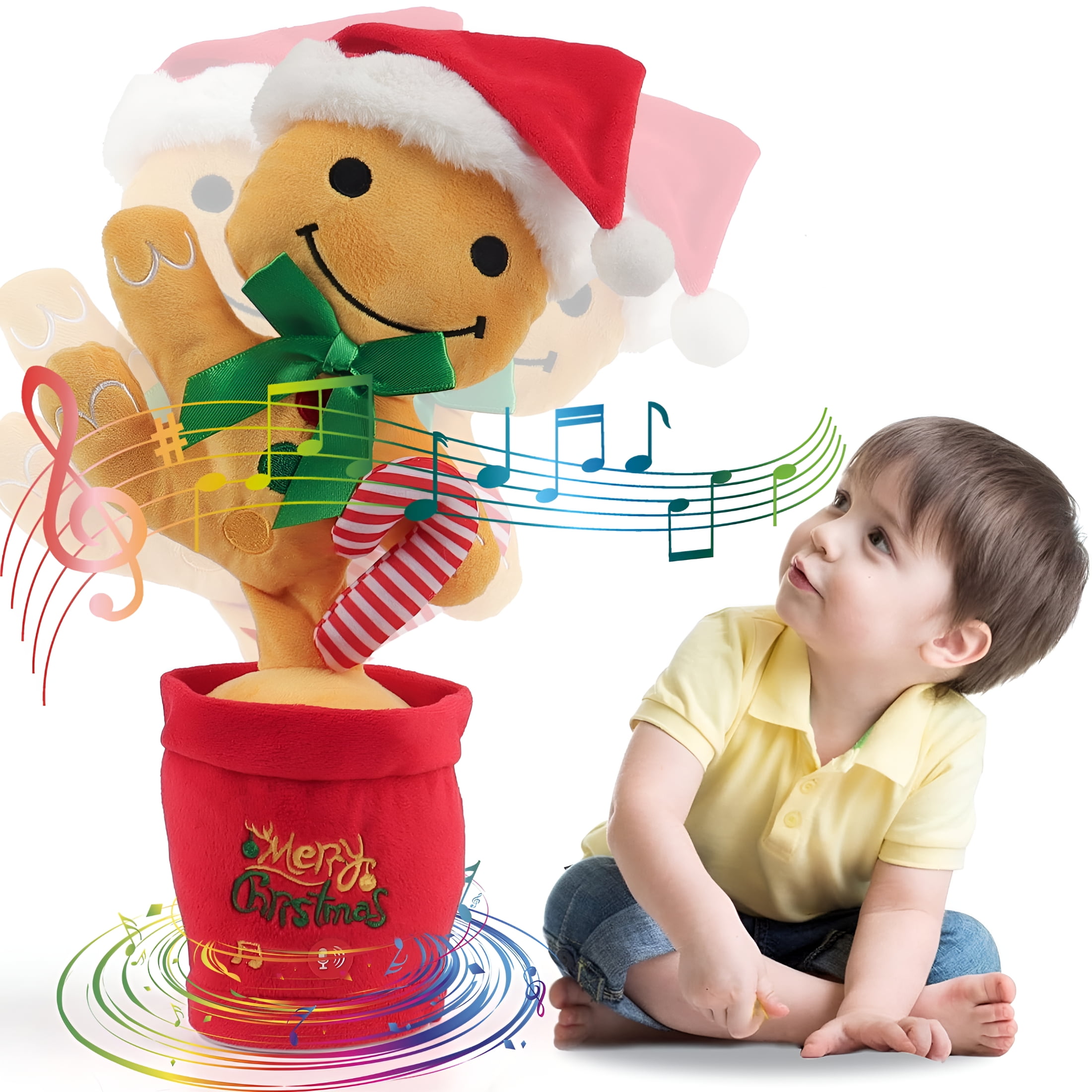 BESTSKY Christmas Dancing Talking Gingerbread Man Toy,Musical Doll ...