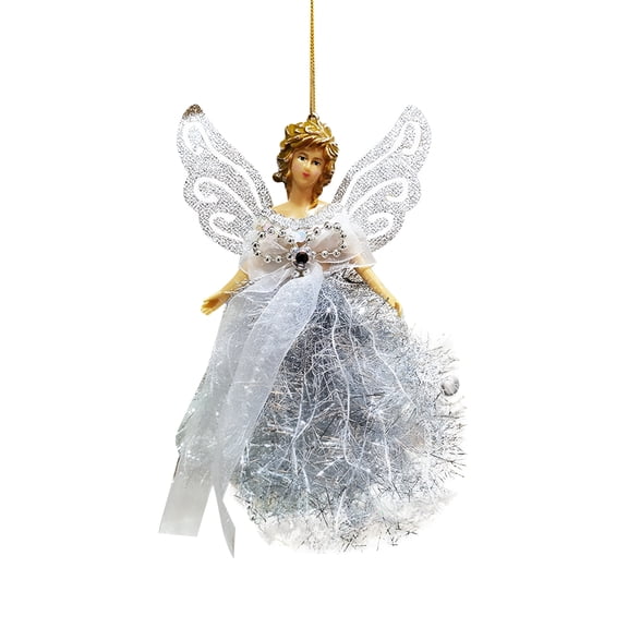 BESTSKY Christmas Tree Topper Angel Treetop with Hanging Rope Portable for Christmas Decorations Xmas Tree Ornament Angel Ornaments for Christmas Tree