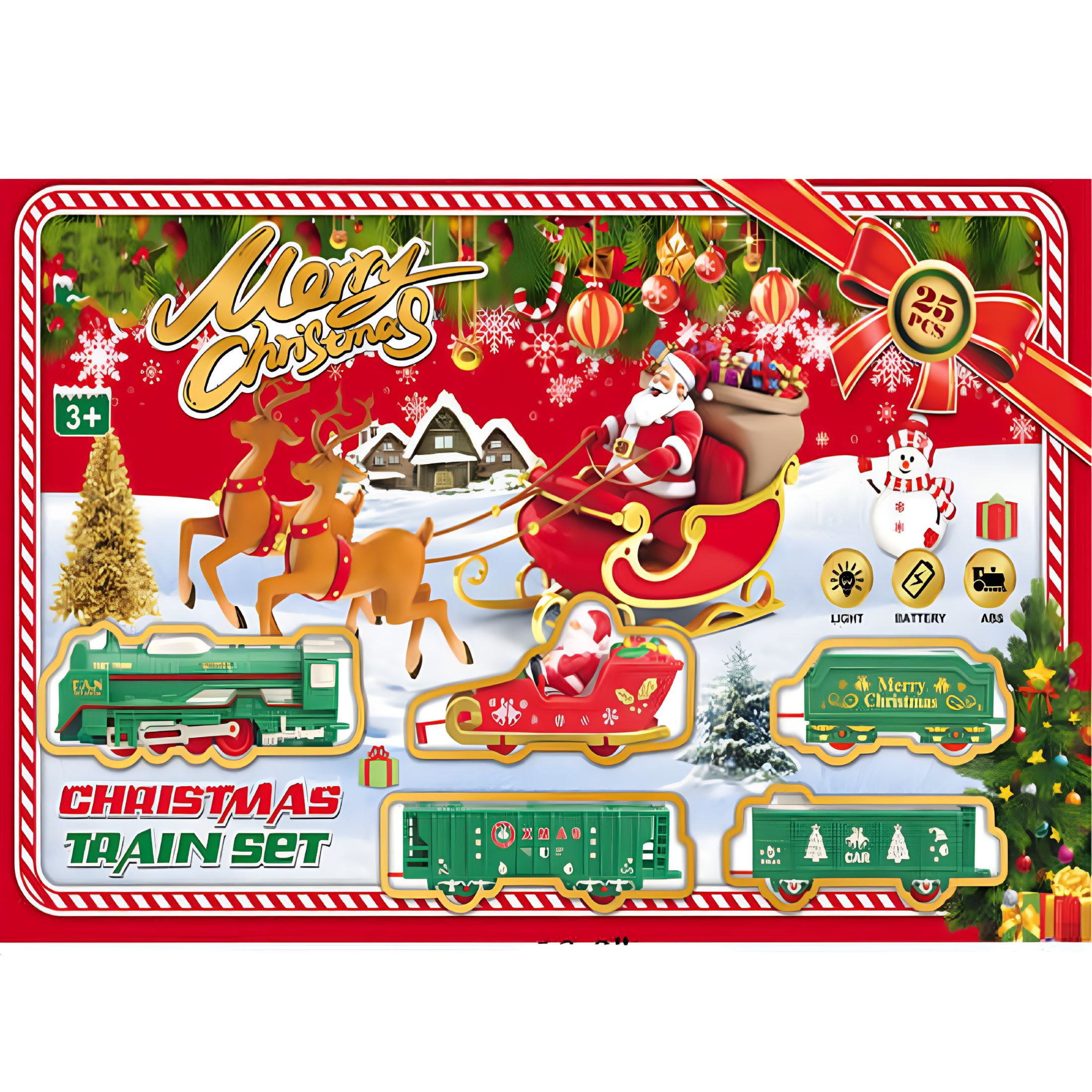 christmas tree and train set