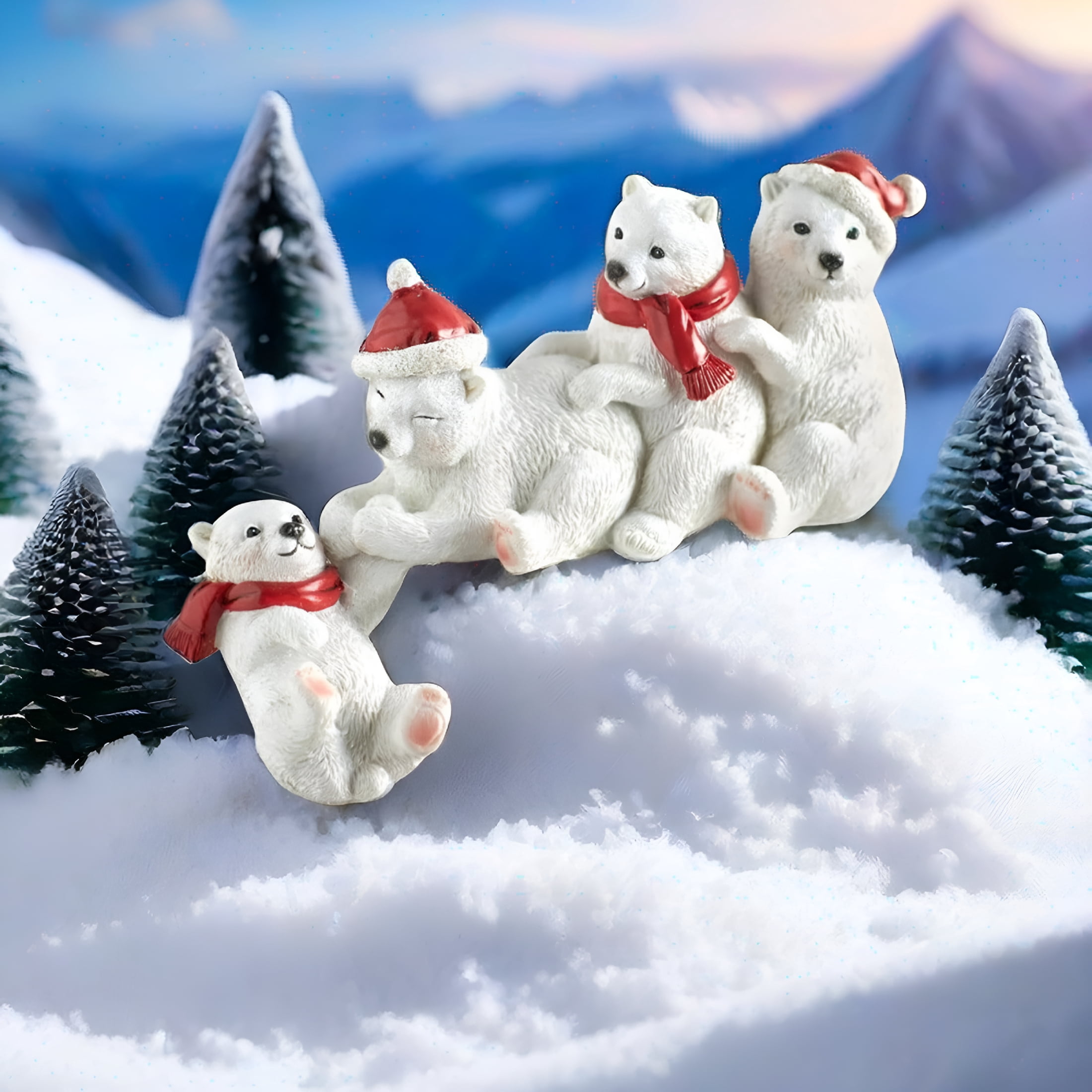 BESTSKY Christmas White Bear Ornament Polar Bear Statue Christmas