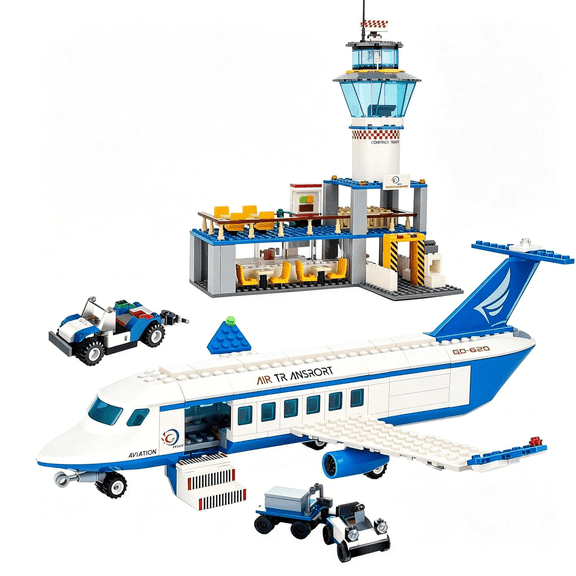 BESTSKY City Passenger Airplane Building Set 4-In-1 Aircraft Building Toy,Plane Model with Shuttle Bus,Baggage Trucks&Airport Terminal,Airplanes Model Toys Gifts for Adults Boys Girls Age 6-12+