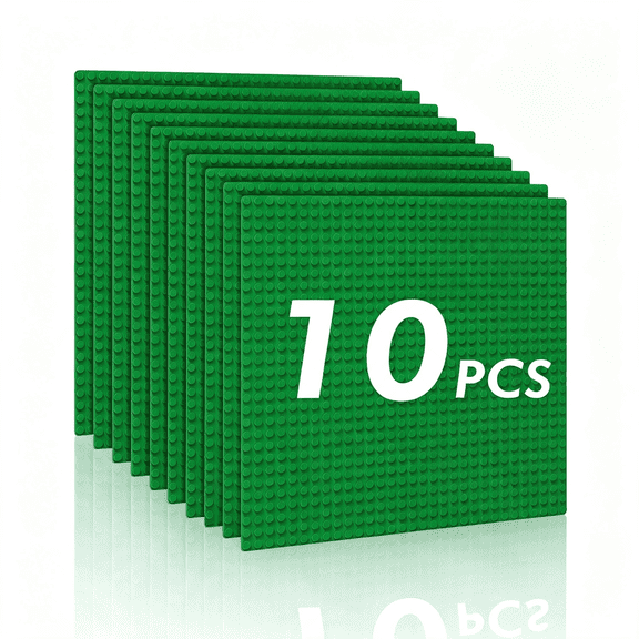 BESTSKY Classic Baseplates Building Plates-Pack of 10 Large 10" X 10" Building Bricks,Compatible with All Major Brands,Perfect Stem Gift for Builders Age 3+ (Green)
