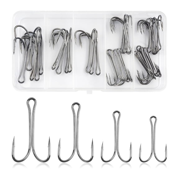 BESTSKY Classic Double Fishing Hooks Kit, 29/150Pcs Frog Hooks Fly Tying Fishing Hook High Carbon Steel Open Shank Fishing Hook Saltwater Freshwater