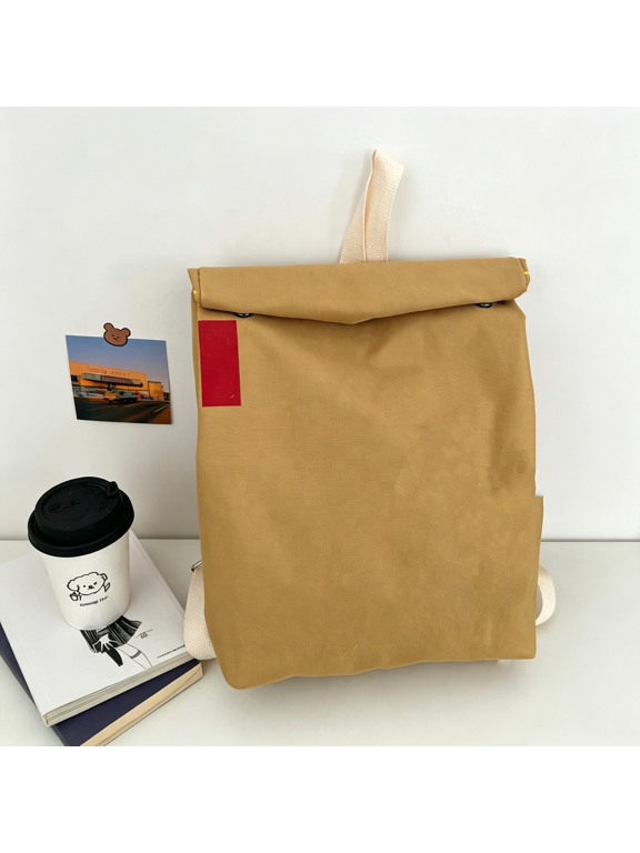 Classic Funny Retro Paper Bag Large Capacity Backpack Cute Personalized Shoulder Crossbody Canvas Backpack Notebook, Spacious Fun Retro Senior Backpack