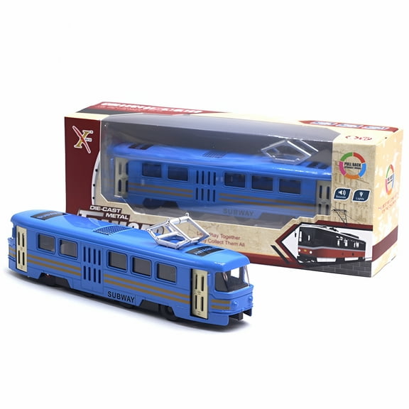 BESTSKY Classic Train Tram Diecast Pull Back Model with LED Music Developmental Kids Toy