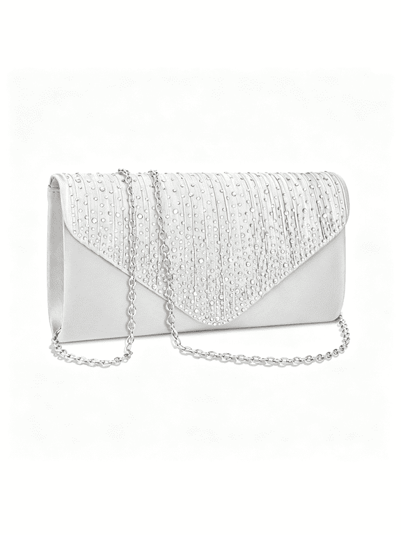 Clutch Purses for Women Evening Bag Formal Rhinestone Handbags for Wedding Party Cocktail Prom Dinner,Silver Clutch