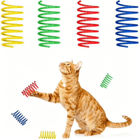 BESTSKY Colorful Cat Spring Toys  2" Bouncy Coils for Indoor Cats&Kittens to Swat,Chase,Bite  Interactive Enrichment Toys,Safe Plastic,10-Pack,Multi-Color