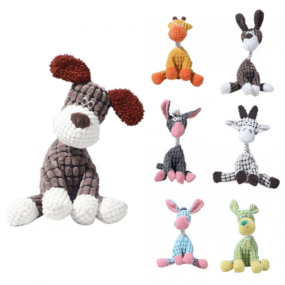 BESTSKY Colorful Squeaky Plush Dog Toys for Aggressive Chewers Small Medium Large Breed, Crinkle Squeaky Puppy Chew Toys for Teething, Mellow Calming Pillow Toys