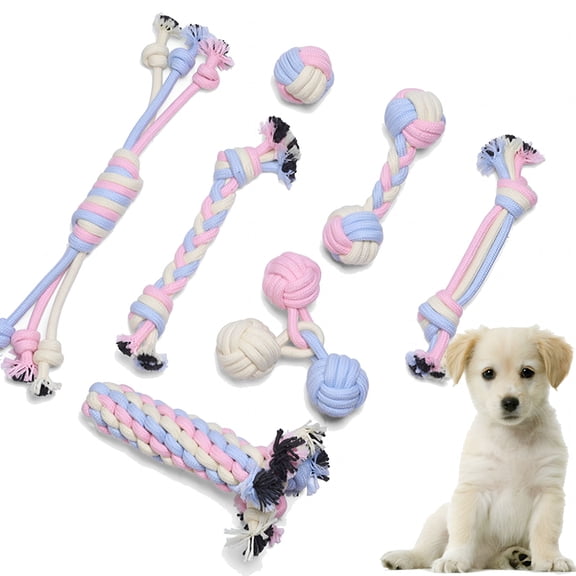 BESTSKY Cotton Rope Dog Toy for Training&Teething Dog Teeth Cleaning Blue Medium