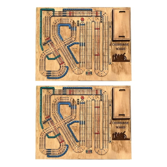 BESTSKY Cribbage Board Game,Wooden Cribbage Board Game Set with Built-in Storage Compartment for Cribbage Pegs (2Pcs)
