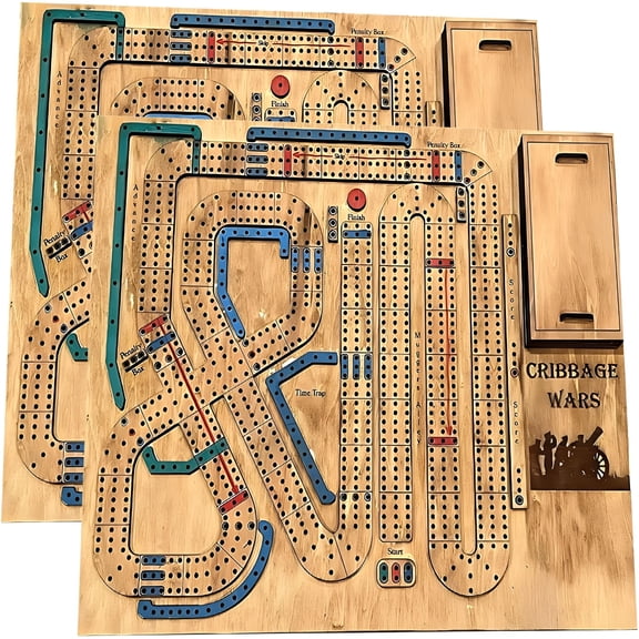 BESTSKY Cribbage Board Game,Wooden Cribbage Board Set with Built-in Storage Compartment for Cribbage Pegs (1pc)