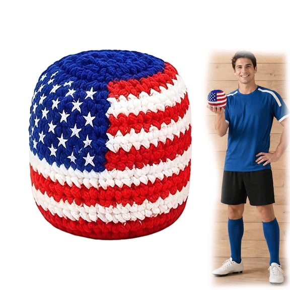 BESTSKY Crochet Footbag Baseball Hacky Sack for Adults, Handmade Kick Sack with Flag Design 1Pcs