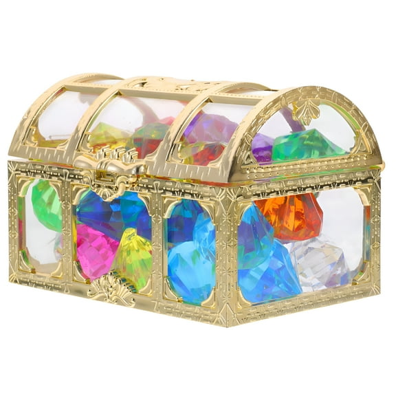 BESTSKY Crystal Box Treasure Chest Gems for Kids Childrens Toys Girl Buccaneers Game Beach Party