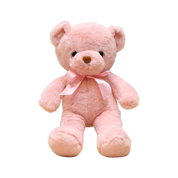 BESTSKY Cute Teddy Bear Plush Toy 12 Inch, Soft Stuffed Animal with Ribbon Scarf and Bow Tie, Cuddly Pink Bear for Baby Girls, Toddlers, Nursery Decoration, Birthday Gift and Comfort Companion
