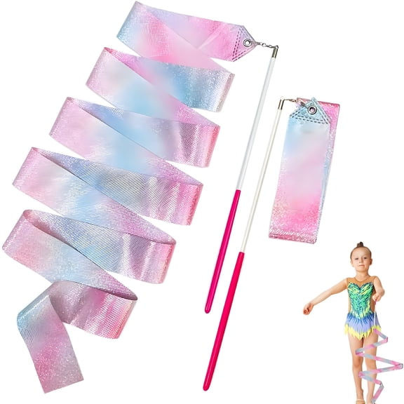 BESTSKY Dance Ribbons, 78.7 Inch Sparkling Dance Ribbon Streamer, Rhythmic Gymnastics Ribbon with Wand, Twirling Dancing Ribbons, for Kids Girls Adults Talent Shows Artistic Dancing Training