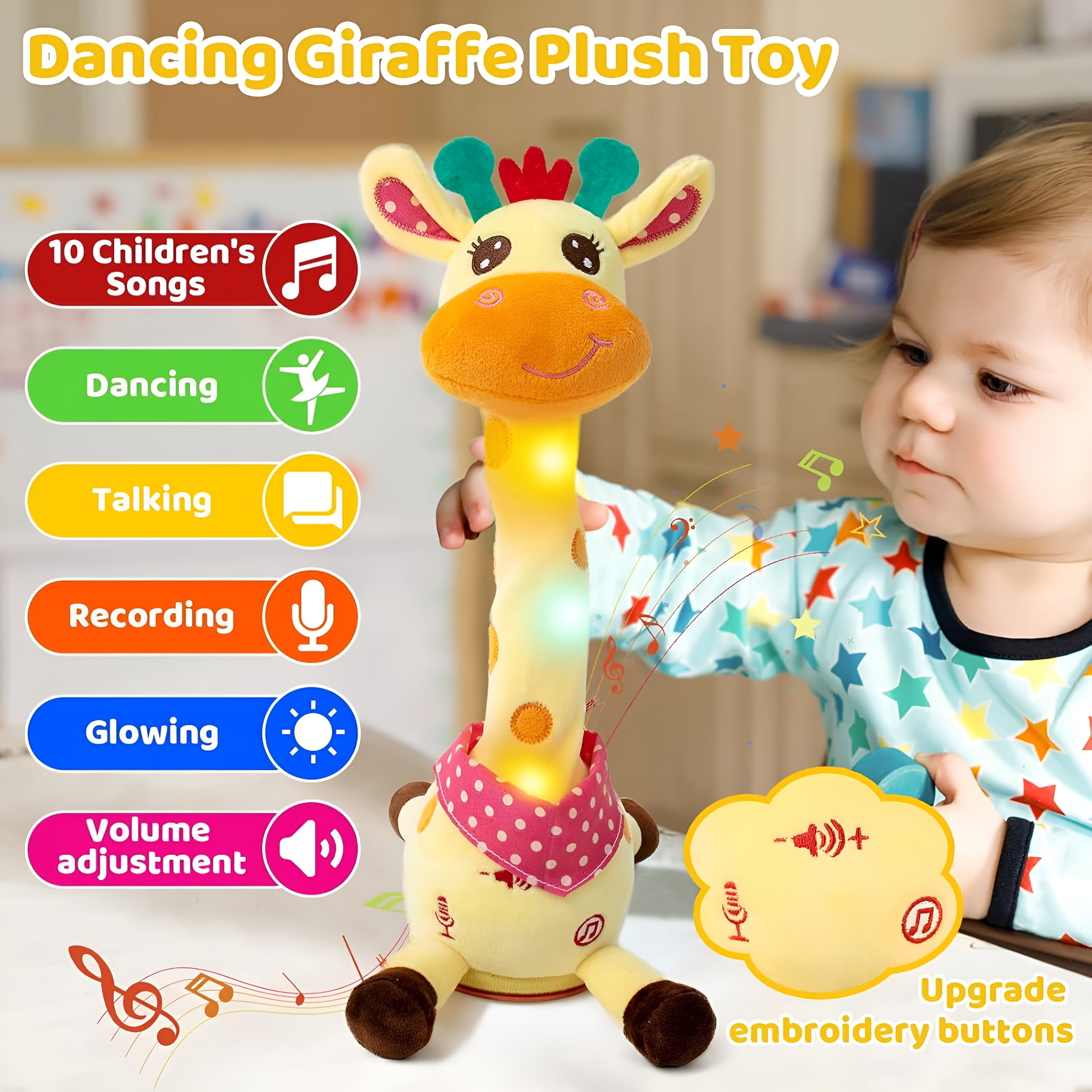 BESTSKY Dancing Talking Giraffe Toy,Mimicking Twisting Electronic Soft ...