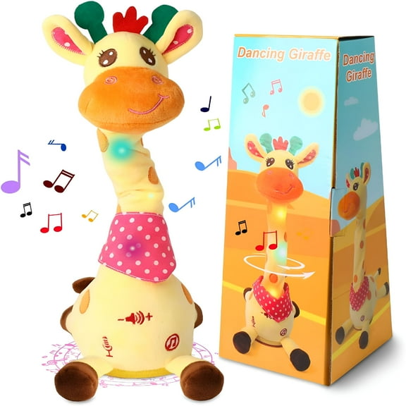 BESTSKY Dancing Talking Giraffe Toy,Stuffed Animal Baby Toy Repeating What You Say,Glowing Musical Giraffe with 10 Children's Songs Gifts for Toddlers 1-3 Years Old