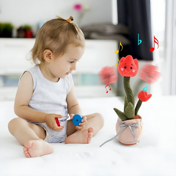 BESTSKY Dancing Tulips Plush Toy Electronic with 60 Song Cute Dance Succulent Lovers with Learning to Speak Function