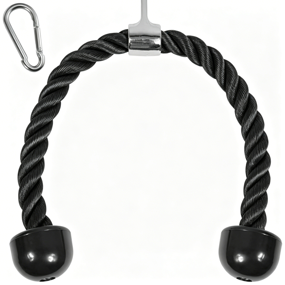 BESTSKY Deluxe Tricep Rope Cable Attachment, 27 & 36 Inch with 4 Colors, Exercise Machine Attachments Pulley System Gym Pull Down Rope with Carabiner