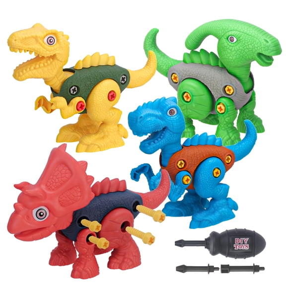 BESTSKY Detachable Dinosaur Toy Dinosaur Building Blocks Play Set for 3-10 Years Old Boys Girls, Toddler Stem Learning Toy for 10+ Year Old Boy, 4Pack