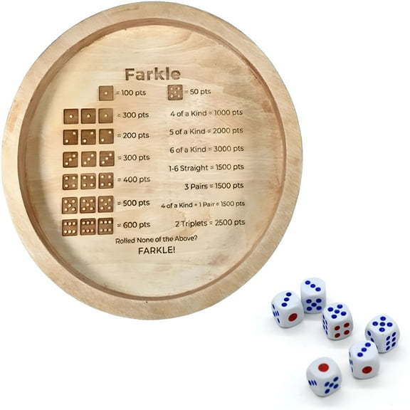 BESTSKY Dice Game Tray,Wooden Dice Tray for Classic Dice Game,Wood Dice Tray,Round Tray Dice Holder,for Family Dice Game,Parties & Game Nights,Board Games