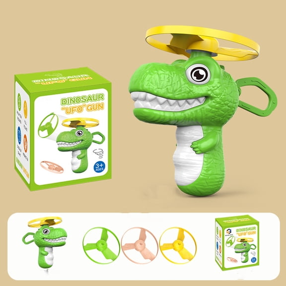 BESTSKY Dinosaur-Shape Cat Toy Launcher with 3 Flying Discs, Interactive Fetch Toy for Indoor Cats, No Battery Flying Saucer for Hunting & Chasing Play, Easter Gift for Cat Lovers