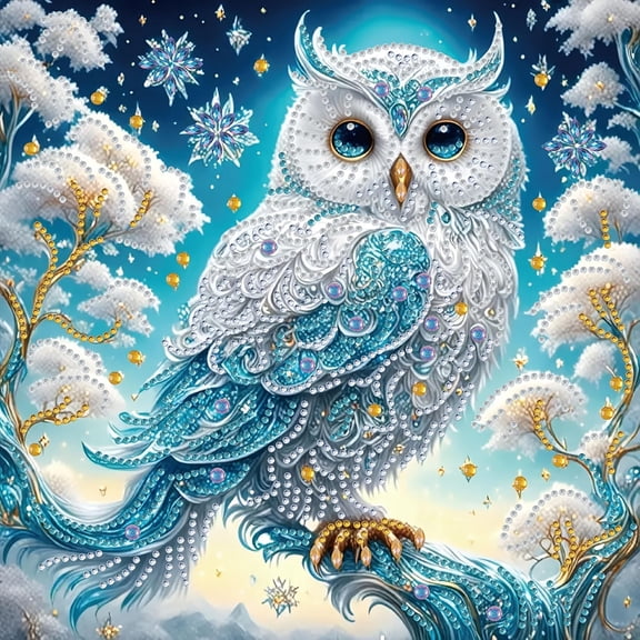 BESTSKY Diy 5D Partial Diamond Painting Kit for Beginners,Owl Diamond Art Kits for Adults,Special Shaped Crystal Sparkling Art,Frameless Diamond Mosaic Gem Art for Home&Office Decor,12X12"