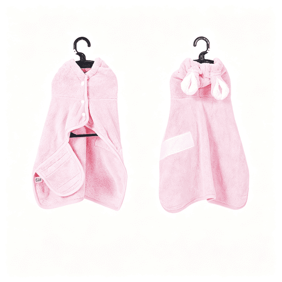 BESTSKY Dog Bathrobe Super Absorbent Towel for Small Dogs Cats Fast Drying Dog Robe Coat with Hood Puppy Cat Bath Towel Wrap Pet Grooming Supplies After Shower Dog Drying Coat(Deep Pink,S)