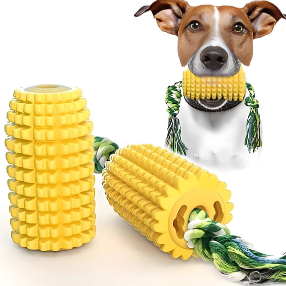 BESTSKY Dog Chew Toys for Aggressive Chewers, Bite and Brush Dog Toy, Indestructible Tough Durable Squeaky Interactive Dog Toys, Puppy Teeth Chew Corn Stick Toy for Small Medium Large Breed