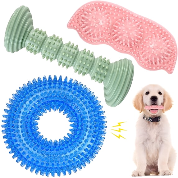 BESTSKY Dog Chew Toys for Puppy Teething, 3Pack 2-8 Months Puppies Teething Toys Soft Sturdy Puppy Toys for Cleaning Teeth And Protects Oral Health Both Small Dogs Medium Dog Suitable
