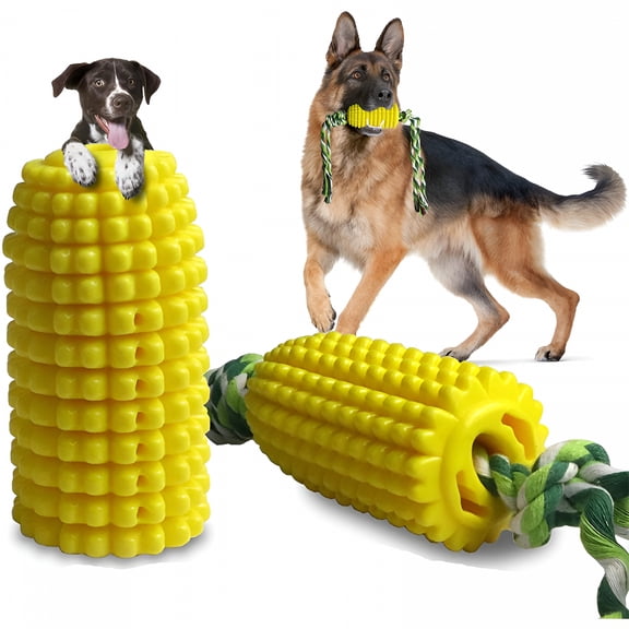 BESTSKY Dog Chew Toys for Aggressive Chewers,Corn Interactive Squeaky Dog Toys for Puppy Medium Breed,Tough Rubber Dental Chew Dog Toys